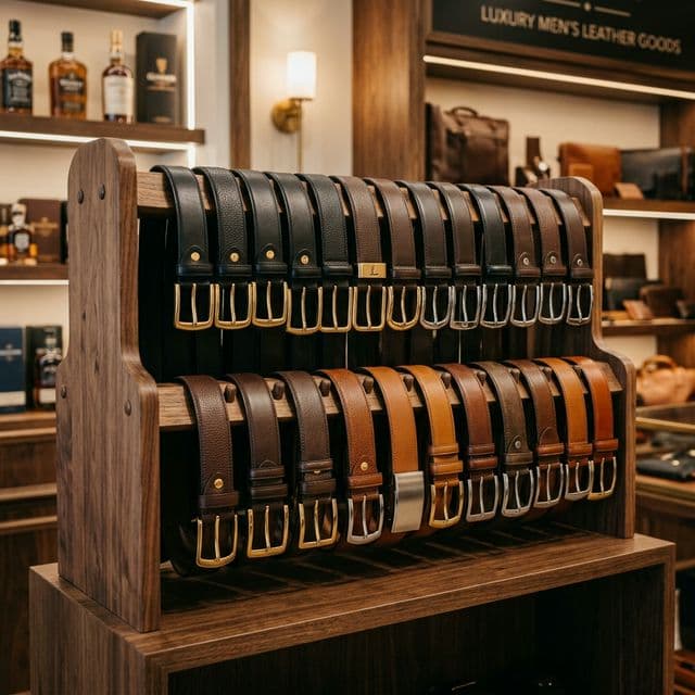 Premium leather belts display rack